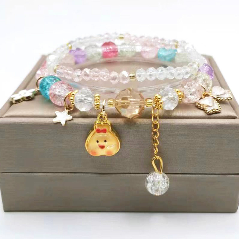 De estilo coreano de cristal-como pulsera de La Pequeña Niña estudiante amor estrella lindo Dudu pollo colgante pulsera