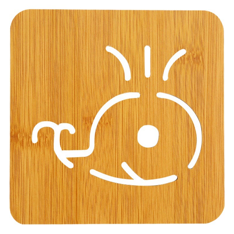 Мультяшная полая деревянная подставка, кухонная посуда, утолщенный теплоизоляционный коврик с защитой от ожогов, коврик для посуды, деревянный нескользящий коврик для посуды