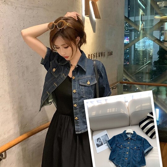 Retro Pure Desire Style Short Denim Jacket for Women, Summer Season, Petite Size, Fresh and High-End Feel, Outerwear, Age-Reducing Thin Jacket