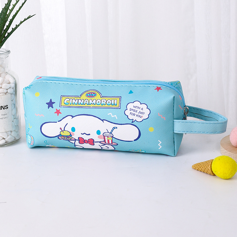 Bolsa de lápices con dibujos animados para niños, bolsa de papelería gruesa de doble capa, gran capacidad, para estudiantes, bolsa de almacenamiento