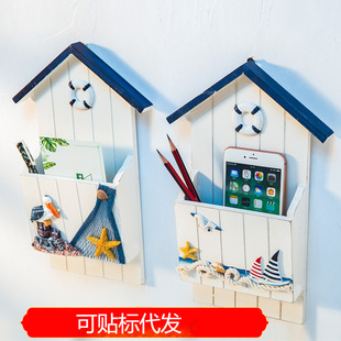 Boat Type Mediterranean Style Creative Wooden Letter Insert Key Box Mailbox Letter and Newspaper Box Pen Container Storage Box