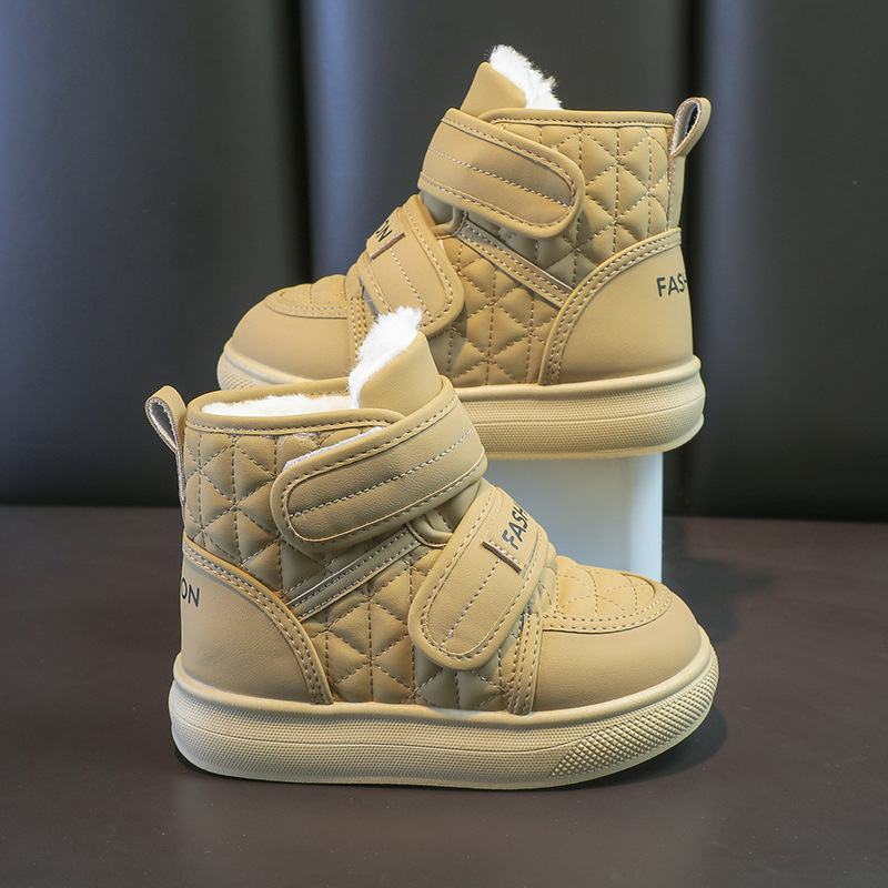 Zapatos de algodón para niñas 2025 invierno nuevo veludo botas de calentamiento para niños botas de nieve para niños botas de algodón de moda
