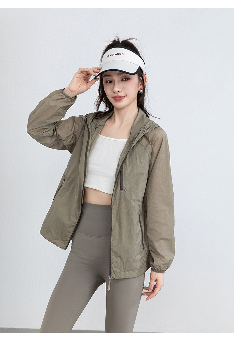 Áo chống nắng nam mũ trùm đầu dáng nhẹ thoáng khí — Xanh lá cây chi tiết 23