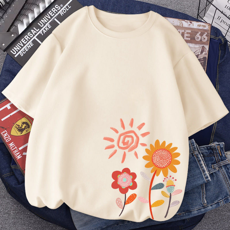 [ 100% pure cotton] 65-200 Short sleeved Large T-shirt jacket Fashion Spring and summer student Easy Women's wear new pattern