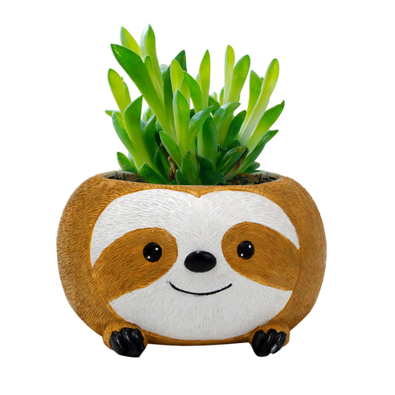 Succulent flower pot suit combination cute small creative art flower pot home decoration small sloth decoration pot cartoon