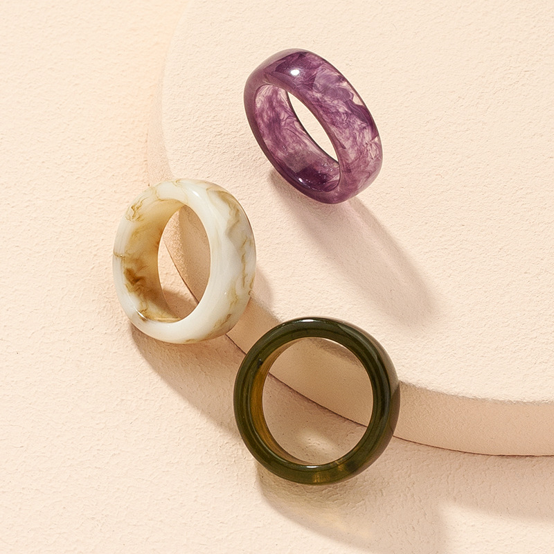 Korean retro contrast color acrylic ring