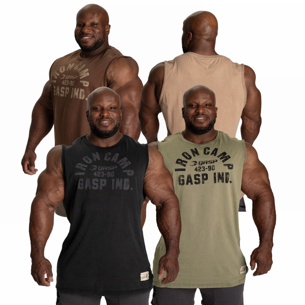 GASP Muscle Sports Bodybuilding 피트니스 워크래프트 악명 높은 훈련 달리기 농구 오래 된 민소매 조끼