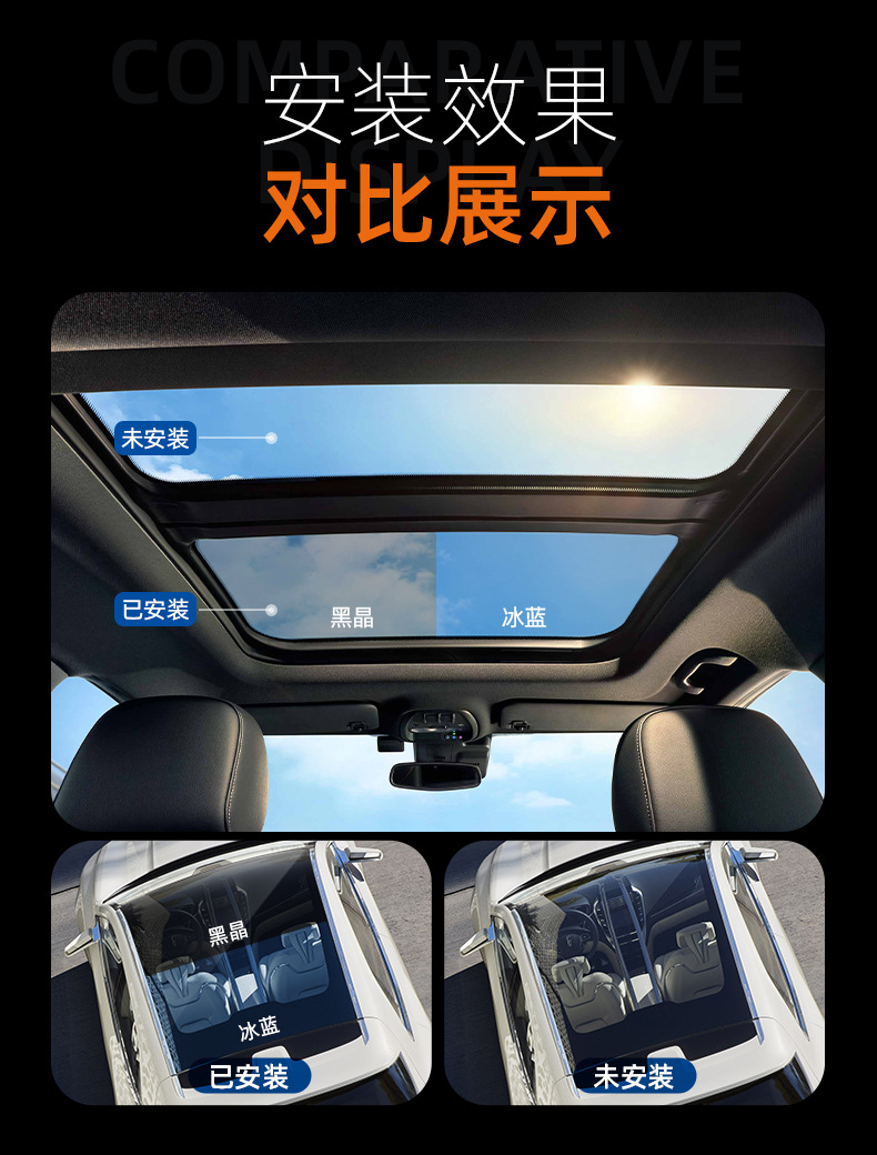 TPU sunroof ice armor blue crystal black crystal high-insulation car window and roof safety anti-explosion film