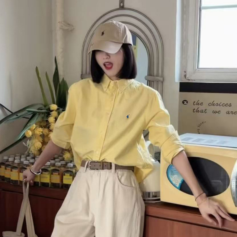 Raf Polo yellow shirt, high-quality version, fully supports dropshipping, stylish, loose-fitting, slimming, versatile long-sleeve shirt Raf Polo yellow shirt, high-quality version, fully supports dropshipping, stylish, loose-fitting, slimming, versatile long-sleeve shirt
