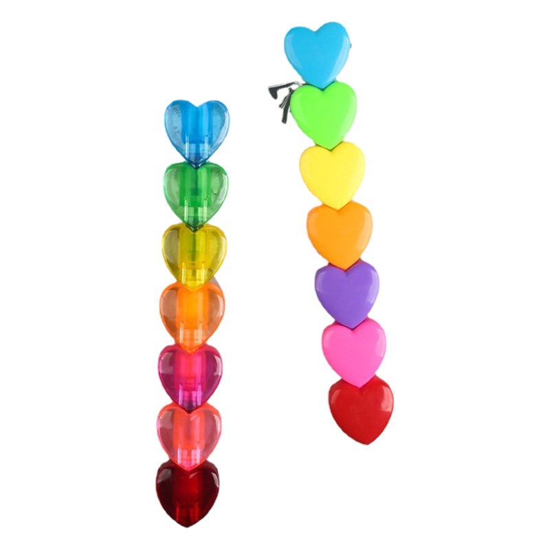 Divertido y colorido rotulador coreano y japonés de moda con diseño de pata de gato apilable de 6 secciones en colores del arcoíris.