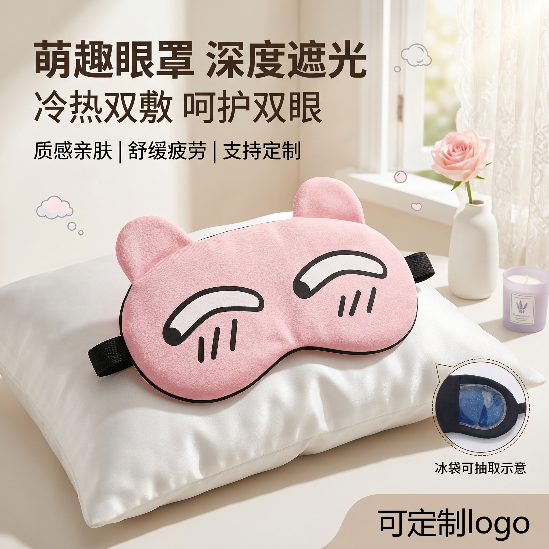 卡通毛绒眼罩冰袋冷热双敷遮光午休睡眠可爱工厂批发可定制