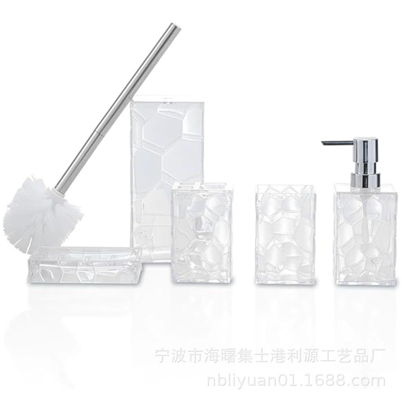 Acrylic set, container, toothbrush, soap holder, toilet