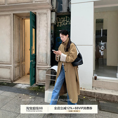 DH OFFICIAL 大花【韩国女作家 Korea】天丝袖口拼接蕾丝设计风衣