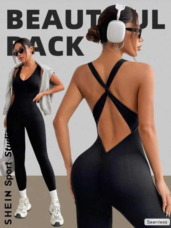 Seamless Cross Back High Elastic Yoga Bodysuit Shaping Jumpsuit_voghion.com