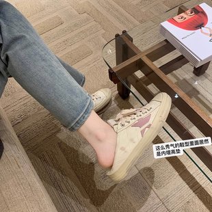 Round Head Lace-up Star Sports Casual Sneakers Women's 2024 New Style Old Dirty Shoes Flat All-match White Shoes for Women