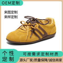 复古豹纹高级感系带德训鞋女2025新款春秋韩版网红运动轻便休闲鞋