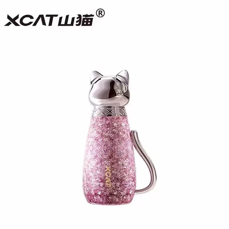 XCAT山猫纯钛猫咪保温杯吸管杯户外便携旅行车载水杯商务钛杯礼品|undefined