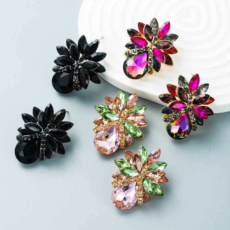 21g Weight Fashion Water Droplets Diamond Alloy Artificial Gemstones Earrings