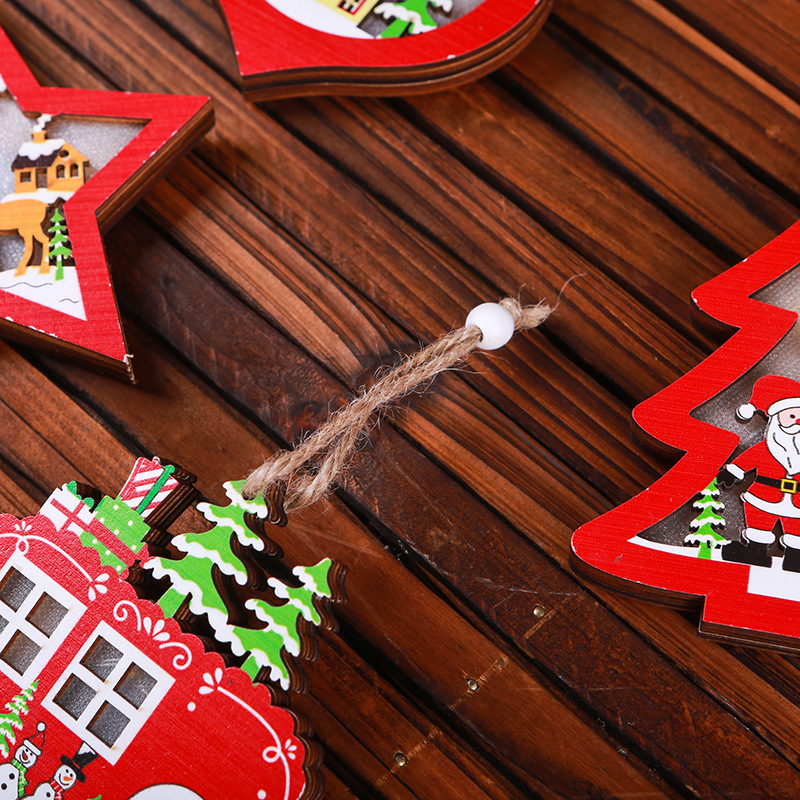 Christmas Tree, Star Pattern Christmas Christmas Tree Star Wood Party Hanging Ornaments