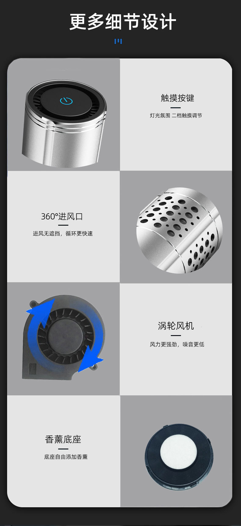 Metal negative ion car air purifier car desktop air freshener in addition to formaldehyde in addition to odor plus logo