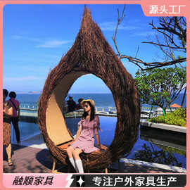 巴厘岛抖音网红艺术鸟巢床度假创意户外鸟笼房摄影道具鸟窝圆床