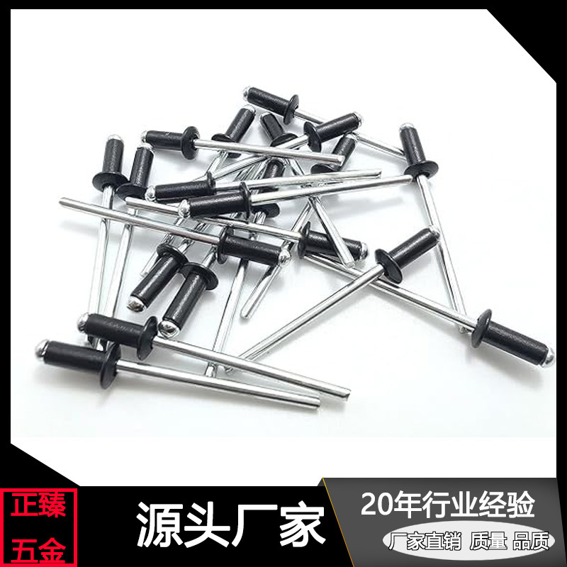 跨境亚马逊100pcs袋装散装黑色抽芯铆钉法兰式铆钉盲铆钉适用工业