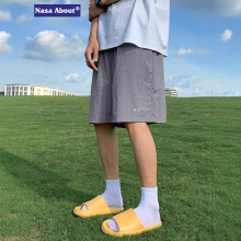 NASA灰色梭织冰丝短裤男夏季新款潮牌宽松大码运动凉感五分休闲裤