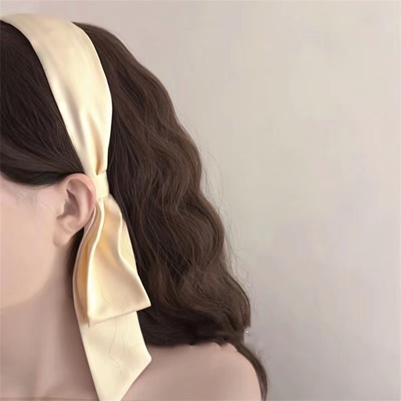 Retro milk white ribbon headband
