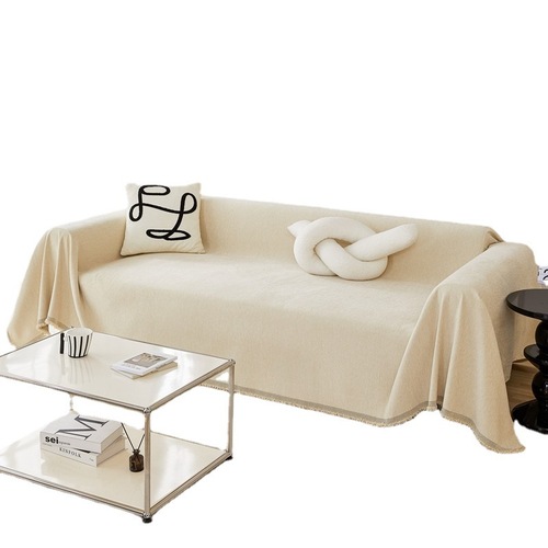Solid Color Chenille Sofa Blanket Full Cover Sofa Cushion Cover Cloth Towel Double-Sided Use Modern Simple Set Cover Universal for All Seasons