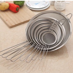 Cross-border stainless steel wide edge pointed ear strainer kitchen baking tool filtering dense mesh thick strainer oil grid