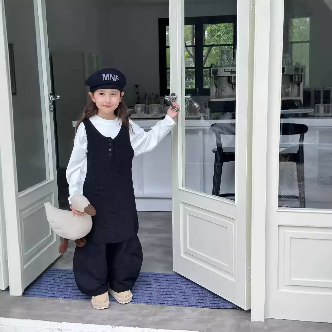 【特价】2025秋季新款女童针织背心裙女孩设计感时尚外穿毛线裙