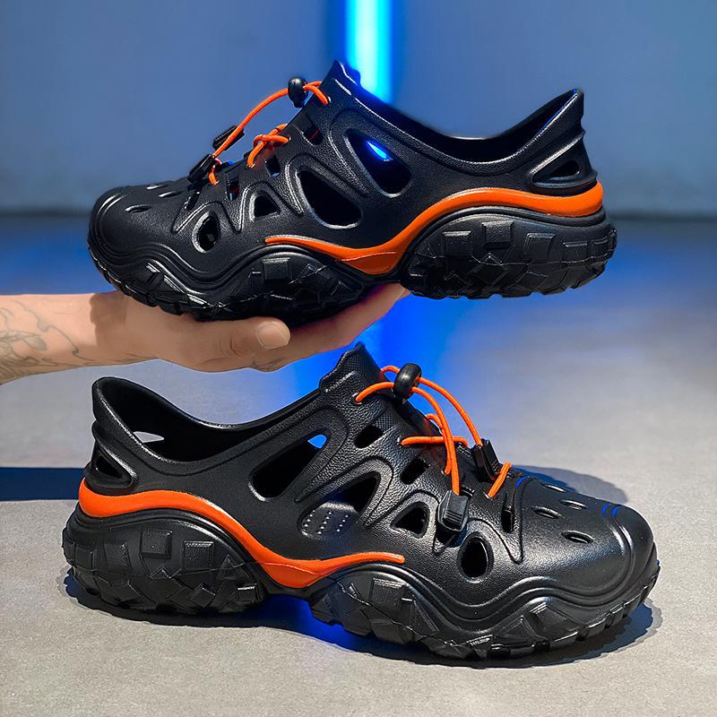 2025 nuevos zapatos con agujeros huecos con suela de neumático, zapatos de vadeo de suela blanda antideslizantes de Baotou, zapatos a la deriva en verano