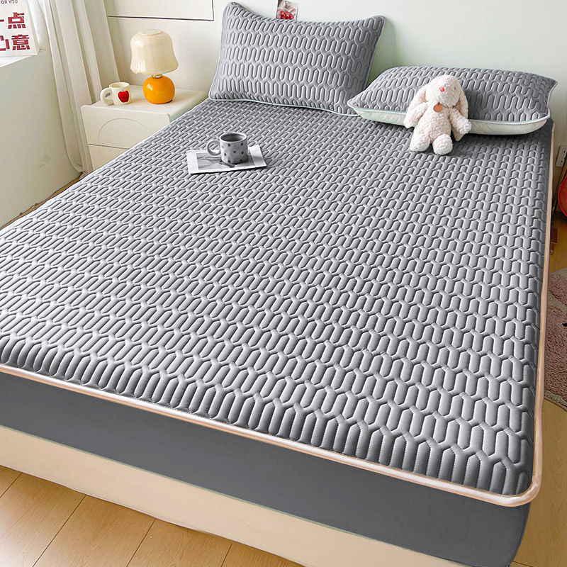 Summer Ice Silk Fitted Sheet, Class a Latex Fitted Sheet Cover, Three-Piece Set, Ice Silk Mat Bed Cover, High-End Bed Cover, Mattress Single
