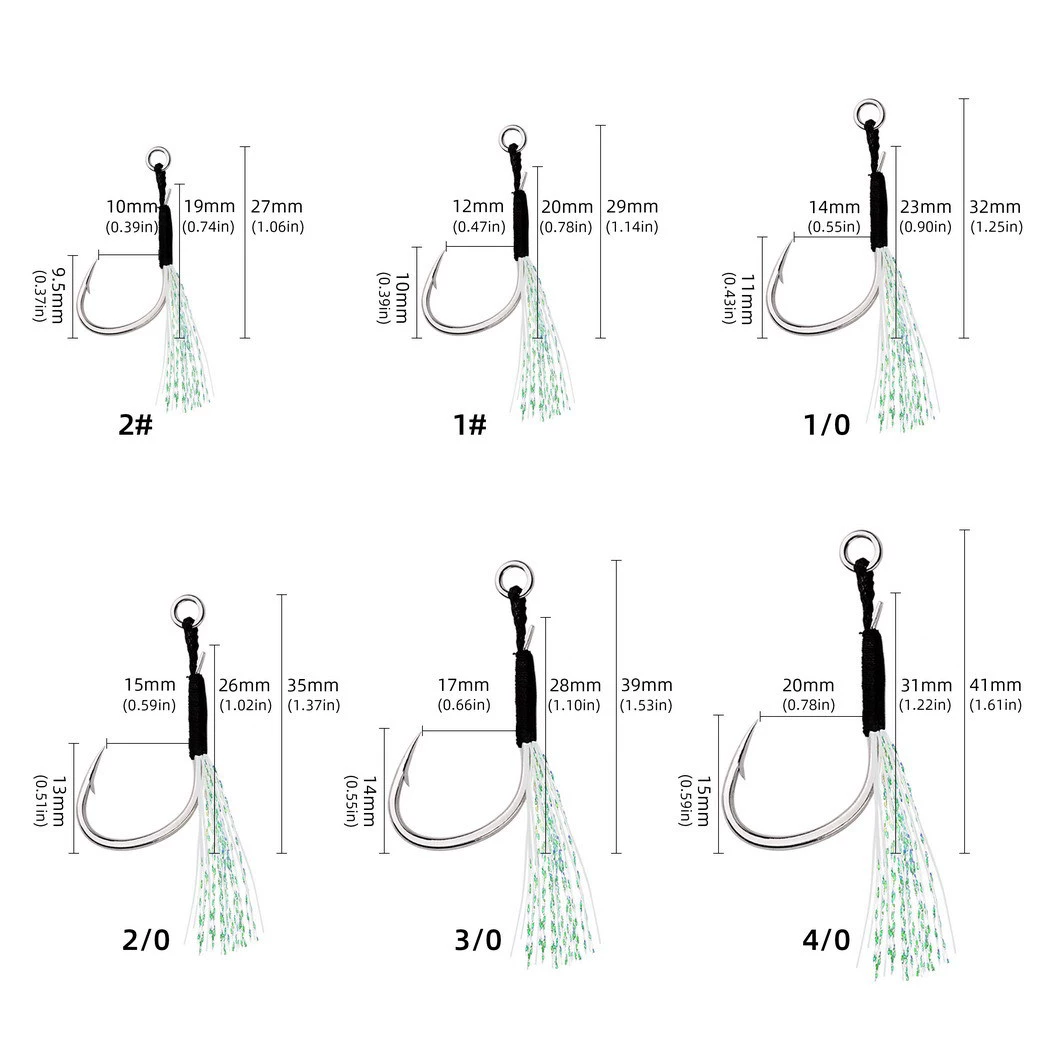 Pack de 5 ganchos de asistencia metálicos para jigging