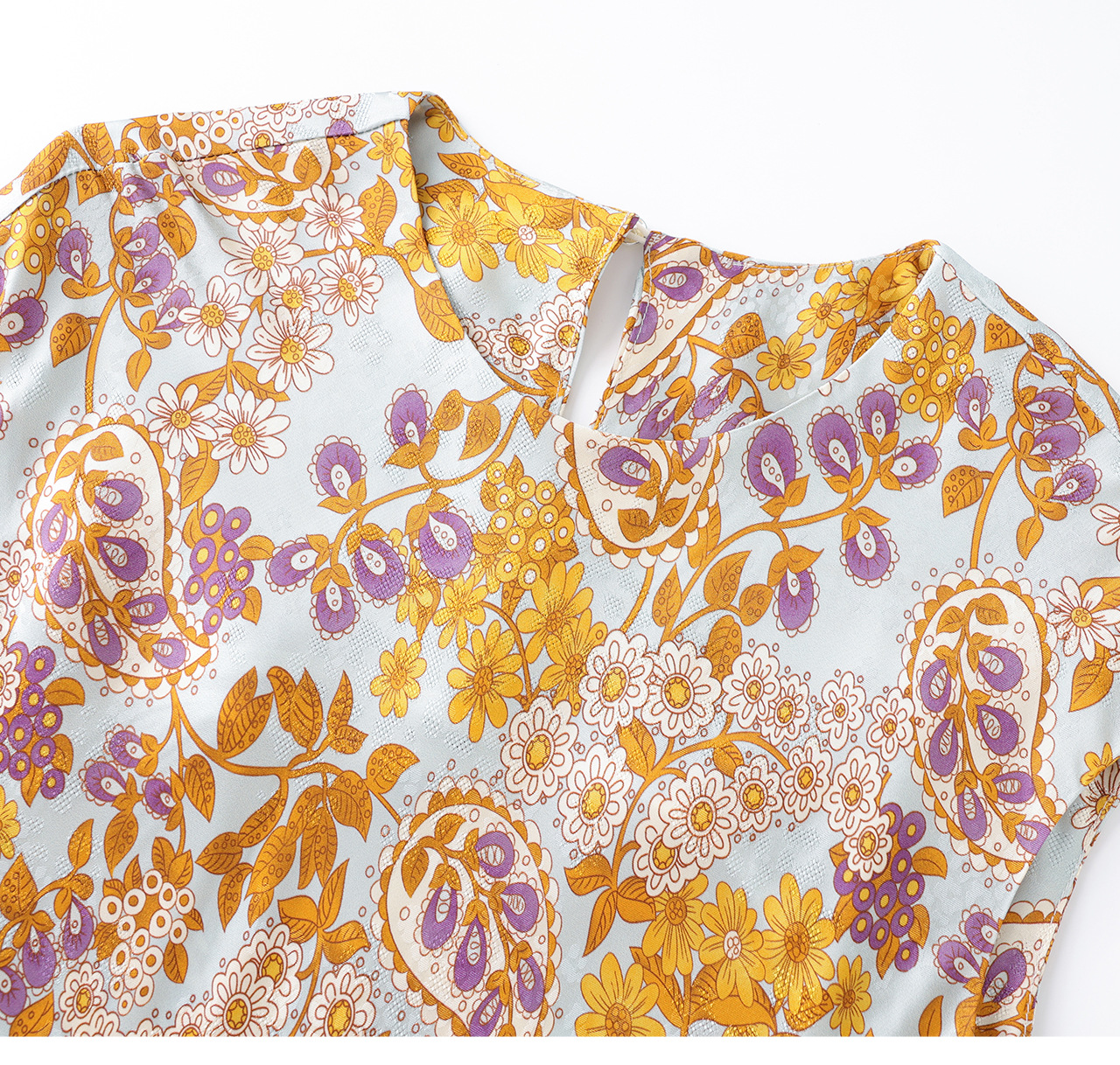 Đầm maxi nữ thắt eo họa tiết hoa vintage phong cách Pháp — màu cam chi tiết 20
