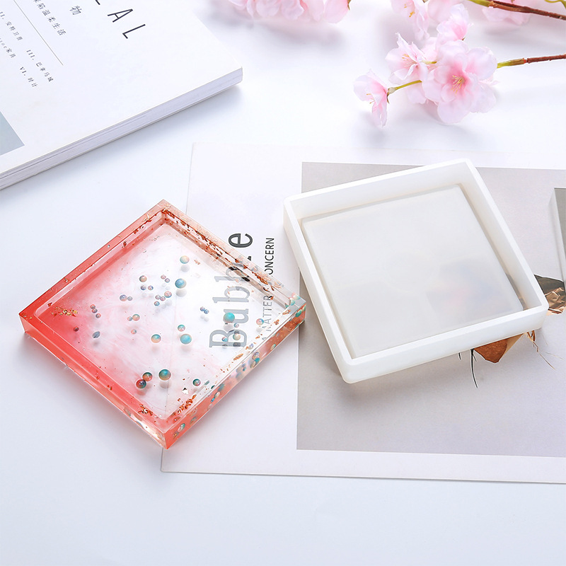 Glue Dripping Mold Round Hexagonal Square Coaster Handmade Crystal High Permeable Resin Silicone Mold Ornaments