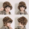 Korean Edition children Hat Autumn and winter bucket hat fashion Boy girl Leopard Plush Fisherman hat keep warm Bucket hats