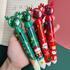 Cute Action Ballpoint Pen for Students, Multicolor Push-Button Ballpoint Pen, 10-Color Multi-Functional Ballpoint Pen Stationery