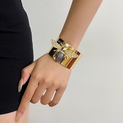 杨树林重工满钻蜜蜂开口宽版手镯女轻奢小众高级感精致手环臂环