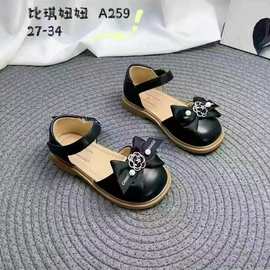 比琪妞妞女童方口鞋春夏季小童女孩甜美中空百搭小皮鞋一手码拿货