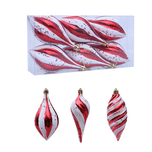 Christmas New Cross-Border Decoration Supplies Painted Pointed Spiral Shape Ball Christmas Tree Decoration Hanging Ball Window Pendant
