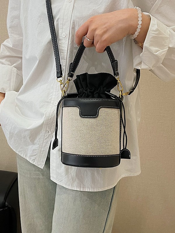 Bolso de mano cilíndrico de color contrastante para mujer, novedad 2026, estilo transfronterizo del Sudeste Asiático, a la moda, bandolera de un solo hombro