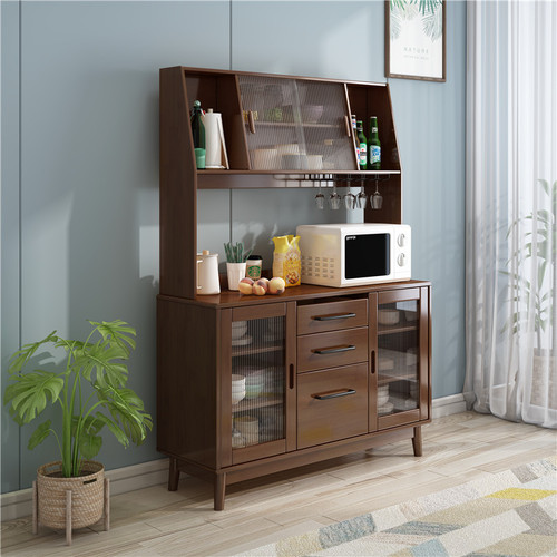 Nordic solid wood sideboard high cabinet modern simple tea cabinet wall-mounted home living room multi-functional storage storage cabinet