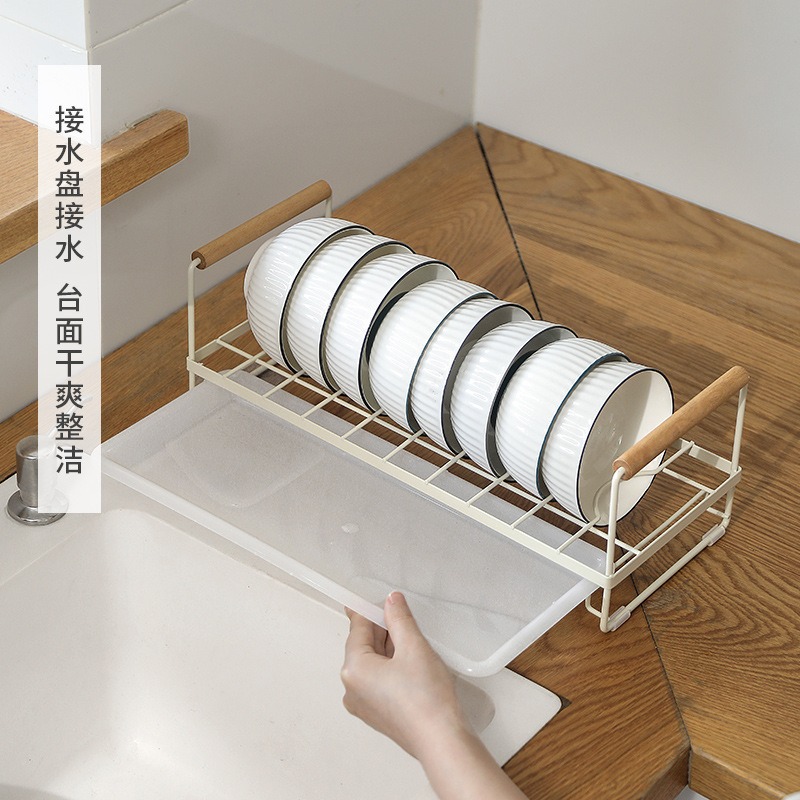 Estante de almacenamiento de platos Estante de almacenamiento de cocina Estante de almacenamiento de artículos Estante de platos sin agujeros de drenaje Estante de platos Estante de gabinete de encimera doméstico con mango