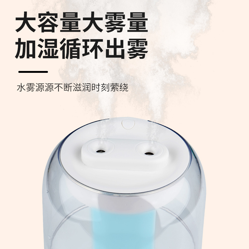 Humidificador de molde privado, doble chorro transfronterizo, gran cantidad de niebla, luz ambiental, dormitorio en casa, dormitorio, humedad constante, aromaterapia, humidificador USB