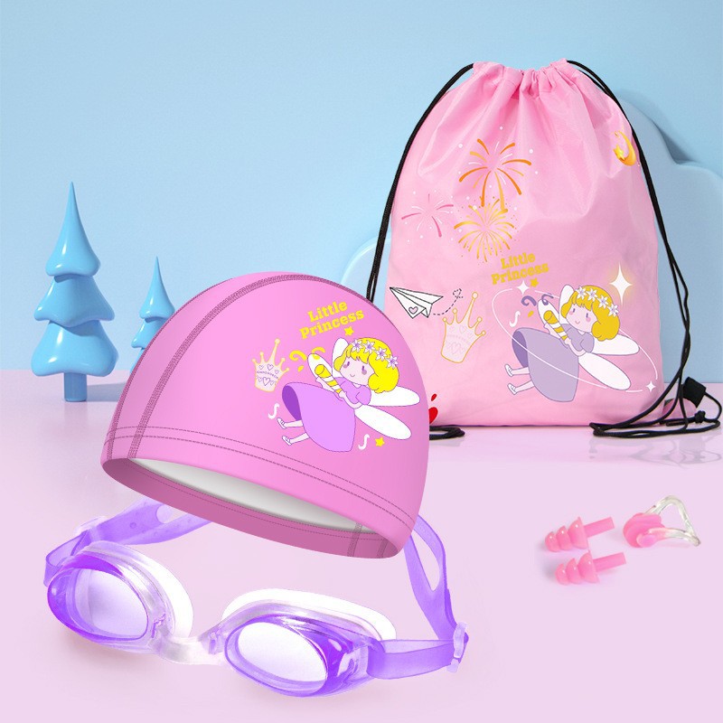 Set, waterproof swimming cap, nose clip, earplugs