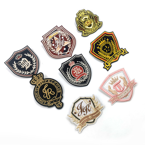jk uniform badge DK embroidered pin badge English Shield College uniform embroidered badge manufacturer supply