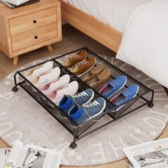 シンプルで多機能な靴棚、ベッド下収納ラック、鉄製ベッド下収納ボックス、収納ネット、滑り止め付き靴整理