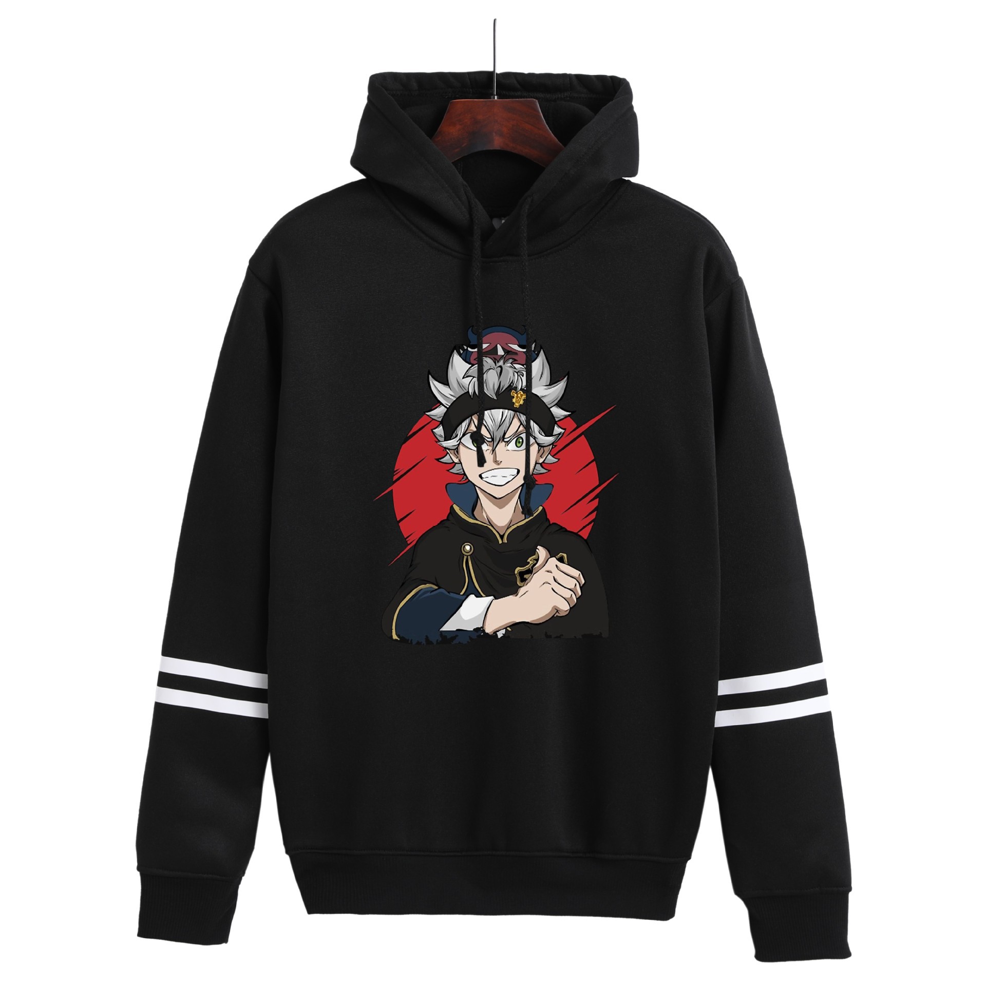 Nuevo suéter de comercio exterior, periféricos de animación, Black Clover, suéter con capucha con estampado digital de trébol de cuatro hojas negras