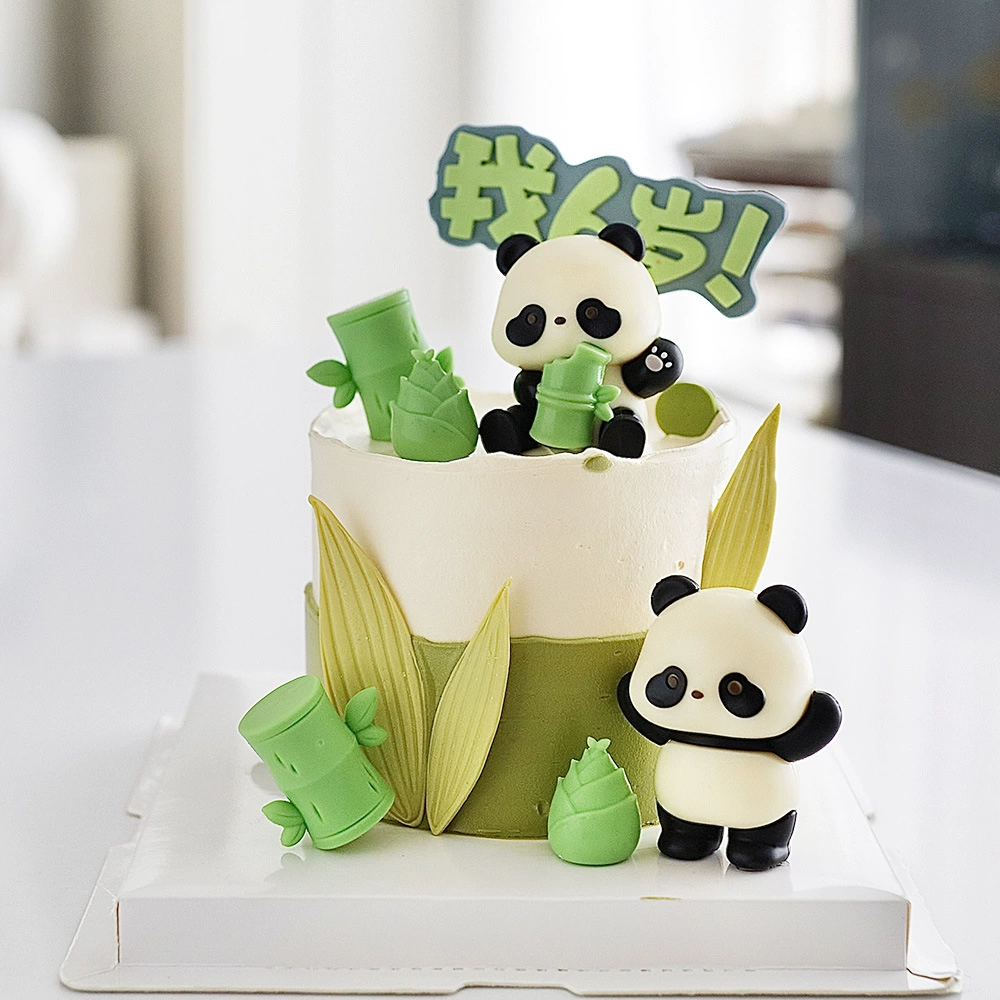 Мори выпечка торт декоративная сеть красный милый национальный достояние размер панды размер побеги бамбука ребенок день рождения бамбука